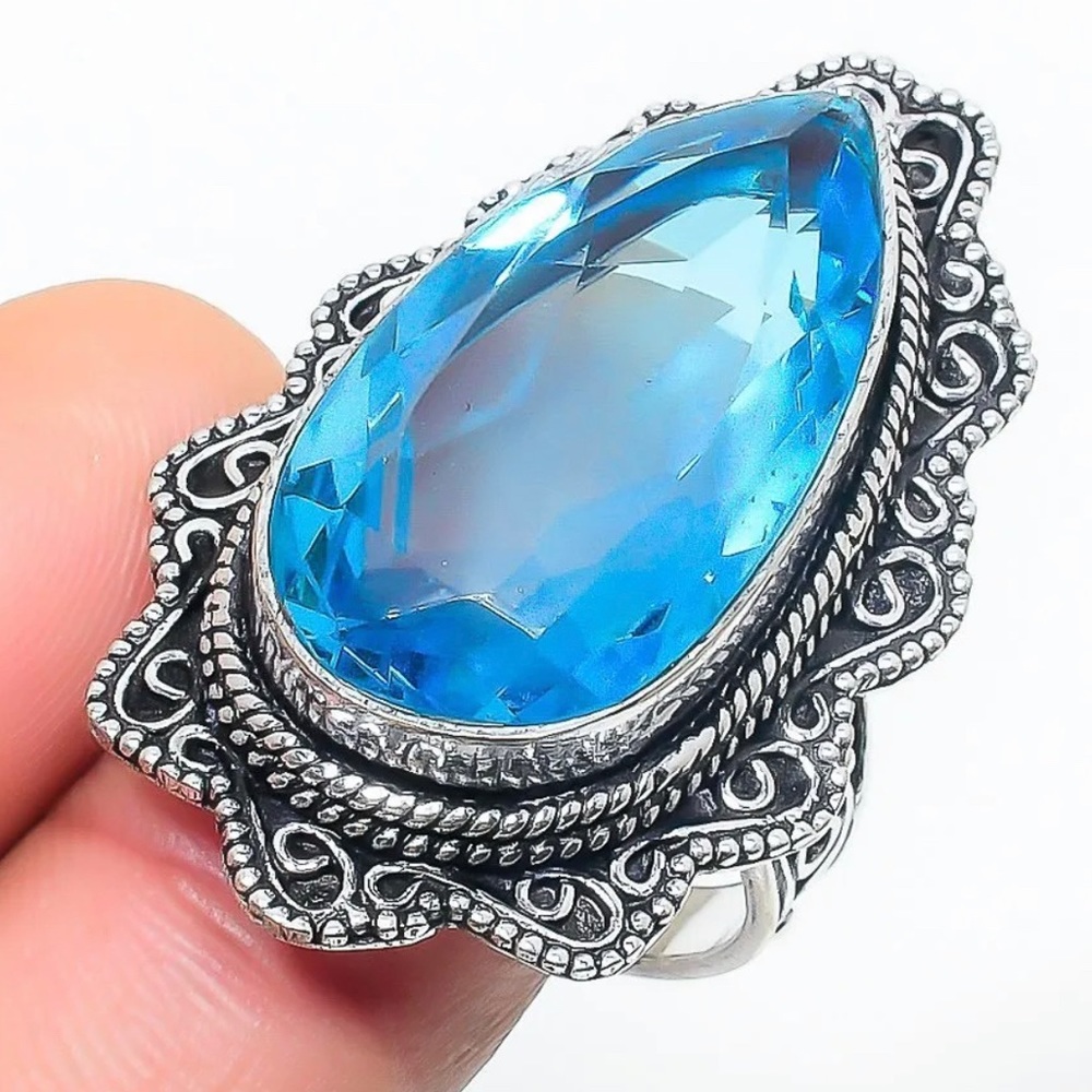 Swiss Blue Quartz Designer Ring